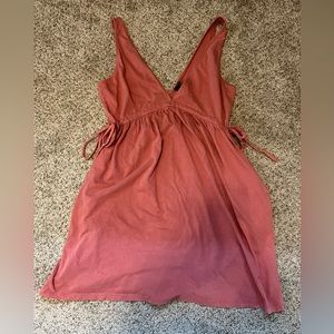 NEVER WORN!! Deep v casual dress with ties on side to winch the waist & pockets